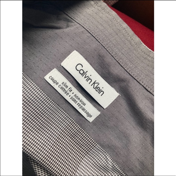 Calvin Klein mens Gray slim fit button down size 16 - Picture 3 of 5